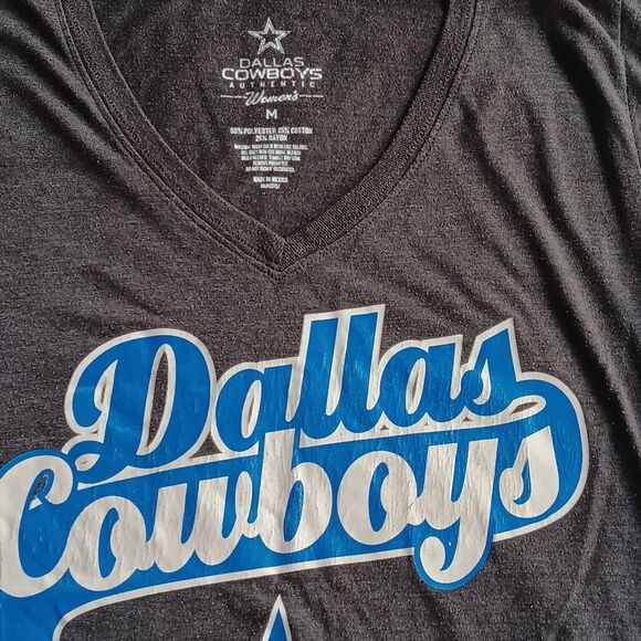 Dallas Cowboys V Nect Tee T -Shirt Women Size Med Vintage Inspired NFL Football - Picture 1 of 4